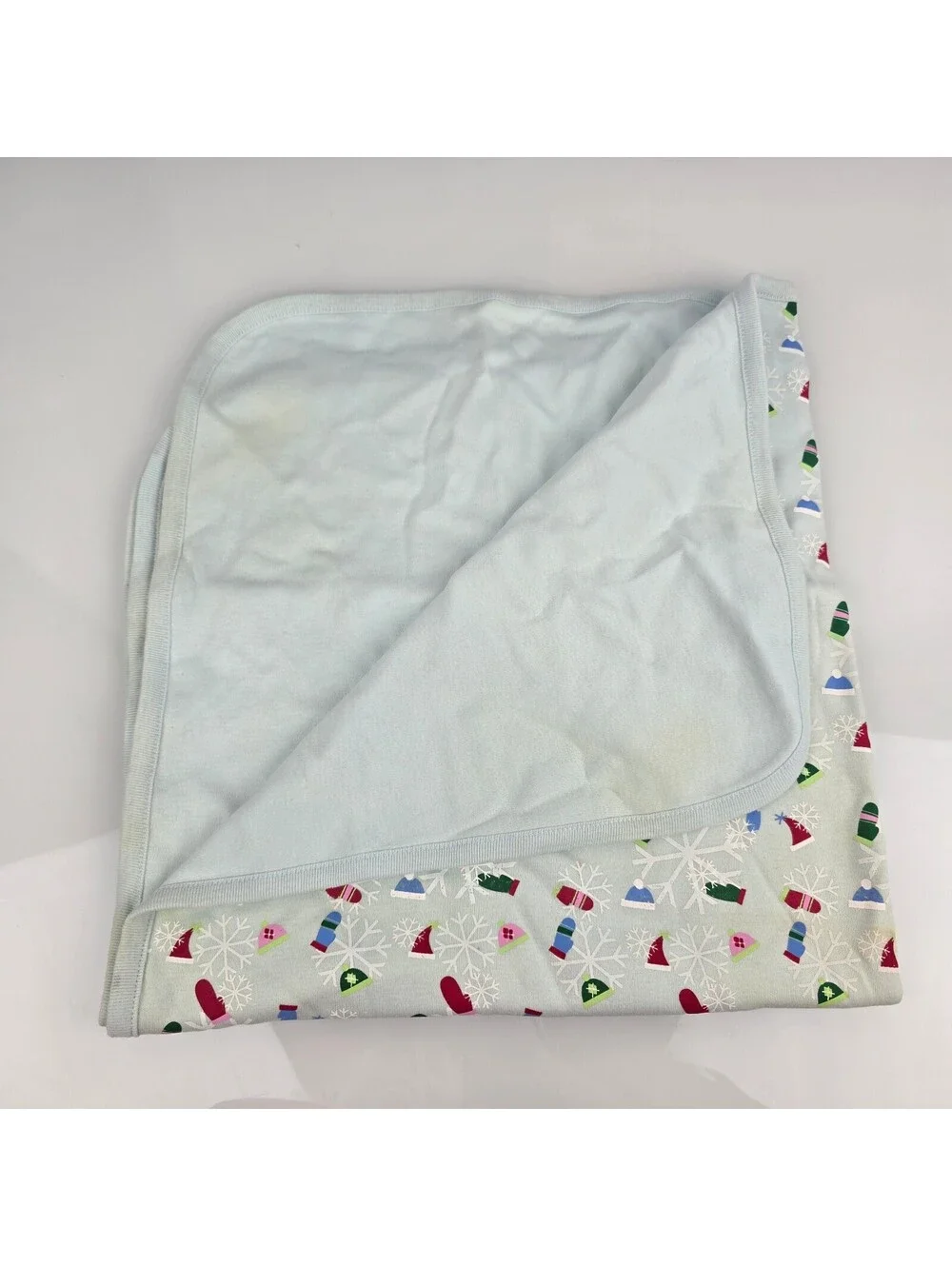 Target Vintage Baby Blanket Winter Xmas Blue Penguin Tree Snowflake Hat Gloves